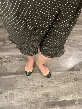 Tory Burch Cap Toe Black and Tan Ballet Flats